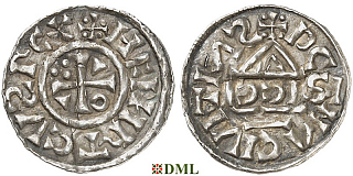 Денарий, Германия, Бавария, Heinrich II (1002-1024), м.д. Regensburg, монетарий SICCI, Hahn 1976, 27h1