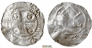 Денарий, Германия, Саксония, Нижняя Саксония, Otto III (983-1002), м.д. Goslar, type OAP