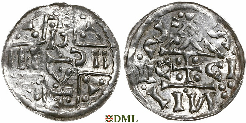 Денарий, Германия, Бавария, Heinrich V (1018-1023), м.д. Salzburg, монетарий PΛP, Hahn 1976, 99e1.A