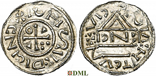 Денарий, Германия, Бавария, Heinrich II (1002-1024), м.д. Regensburg, монетарий EИCI, Hahn 1976, 27d3