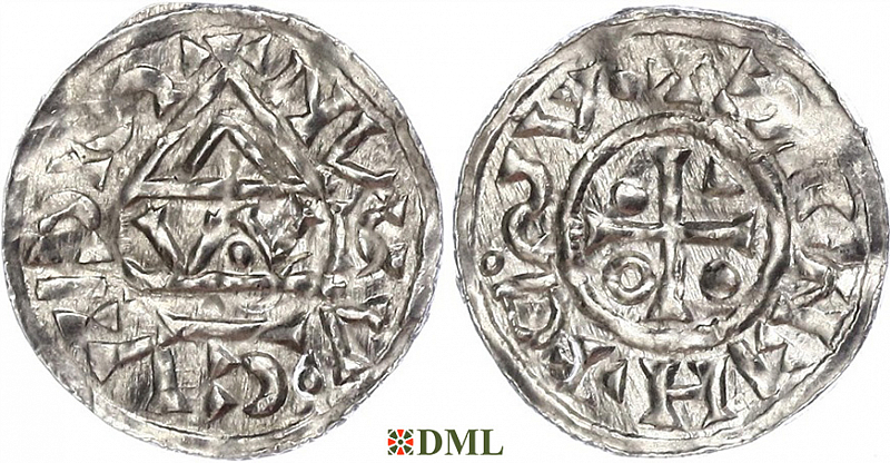 Денарий, Германия, Бавария, Heinrich IV (995-1002), м.д. Regensburg, монетарий WICI, Hahn 1976, 25e1