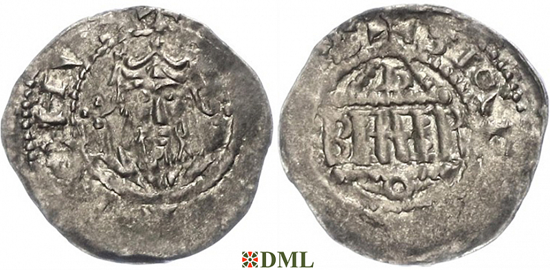 Денарий, Германия, Франкония, Heinrich III (1039-1056), Bardo (1031-1051), м.д. Mainz, Dbg. 805