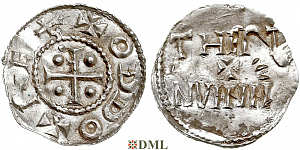 Денарий, Германия, Саксония, Otto III (983-1002), м.д. Dortmund, Dbg. 743