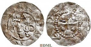 Денарий, Германия, Нижняя Лотарингия, Heinrich II (1002-1024), м.д. Deventer, Ilisch 2000, 1.7