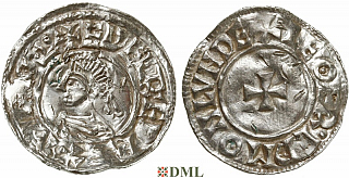 Денарий, Англия, Æthelred II (978-1016), м.д. London, монетарий Leofred, North 777