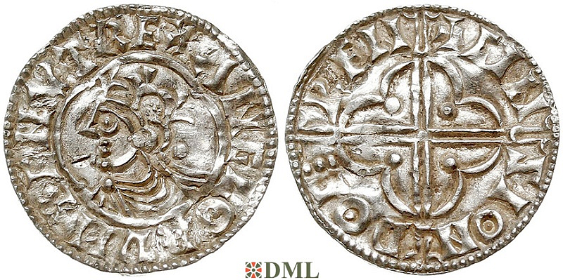 Денарий, Англия, Knut (1016-1035), м.д. Dover, монетарий Cynesige, North 781