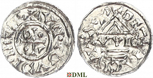Денарий, Германия, Бавария, Heinrich IV (995-1002), м.д. Regensburg, монетарий WIC, Hahn 1976, 25e3