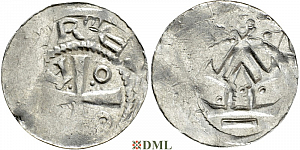 Денарий, Германия, Саксония, Нижняя Саксония , Otto III (983-1002), м.д. Goslar, type OAP