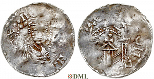 Денарий, Германия, Франкония, Heinrich II (1002-1024), м.д. Mainz, Dbg. 788