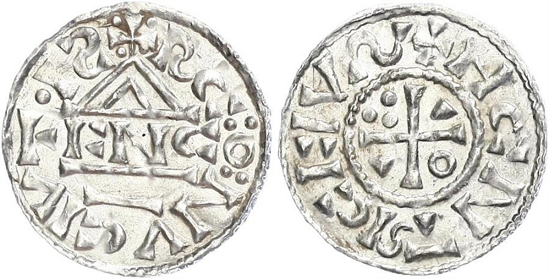 Денарий, Германия, Бавария, Heinrich II (1002-1024), м.д. Regensburg, монетарий ENCO, Hahn 1976, 27d8
