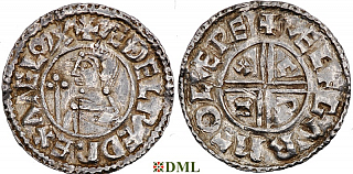 Денарий, Англия, Æthelred II (978-1016), м.д. Lewes, монетарий Ælfgar, North 770
