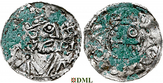 Денарий, Германия, Швабия, Heinrich II (1002-1024), м.д. Augsburg, Hahn 1976, 145.22