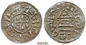 Денарий, Германия, Бавария, Henrich II (1002-1024), м.д. Salzburg, монетарий OZO, Hahn 1976, 89a5