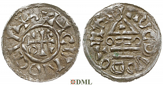 Денарий, Германия, Бавария, Henrich II (1002-1024), м.д. Salzburg, монетарий OZO, Hahn 1976, 89a5
