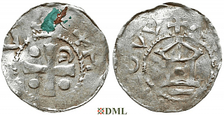 Денарий, Германия, Франкония, Heinrich II (1002-1024), м.д. Worms, Dbg. 845