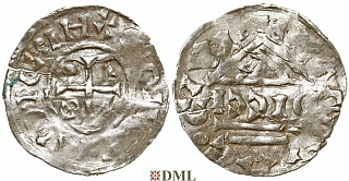 Денарий, Германия, Бавария, Heinrich IV (995-1002), м.д. Nabburg, монетарий DICCI, Hahn 1976, 73a1.1