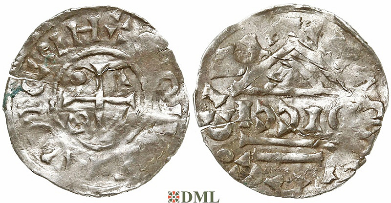 Денарий, Германия, Бавария, Heinrich IV (995-1002), м.д. Nabburg, монетарий DICCI, Hahn 1976, 73a1.1