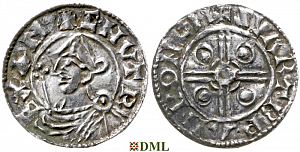 Денарий, Англия, Cnut (1016-1035), м.д. Lincoln, монетарий Svartbrandr, North 787