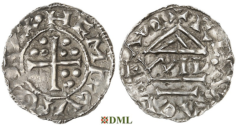 Денарий, Германия, Бавария, Heinrich II (955-976), м.д. Regensburg, монетарий WIL, Hahn 1976, 15j1