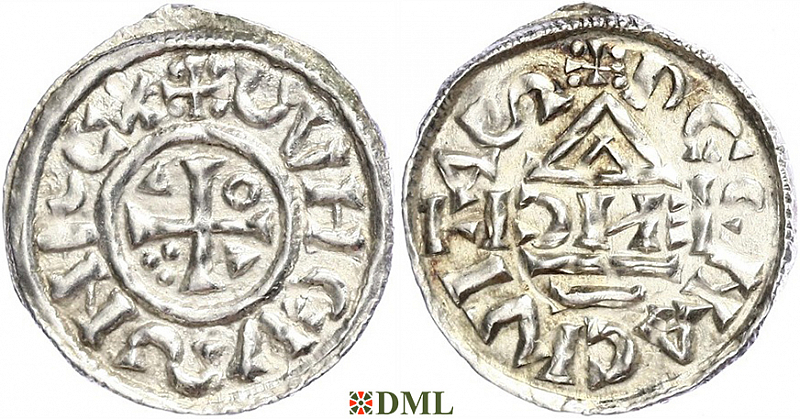 Денарий, Германия, Бавария, Heinrich II (1002-1024), м.д. Regensburg, монетарий EИCI, Hahn 1976, 27d4
