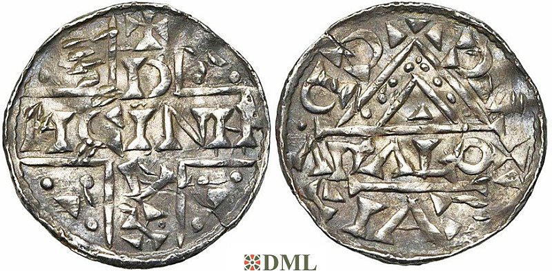Денарий, Германия, Бавария, Heinrich V (1018-1026), м.д. Regensburg, монетарий ADALO, Hahn 1976, 31a1