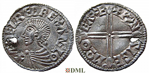 Денарий, Англия, Æthelred II (978-1016), м.д. Exeter, монетарий Wynsige, North 774