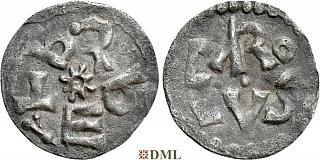 Денье, Каролинги, Charlemagne (768-814) ou Charles le Chauve (840-877), м.д. Melle