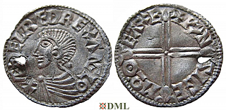 Денарий, Англия, Æthelred II (978-1016), м.д. Exeter, монетарий Wynsige, North 774