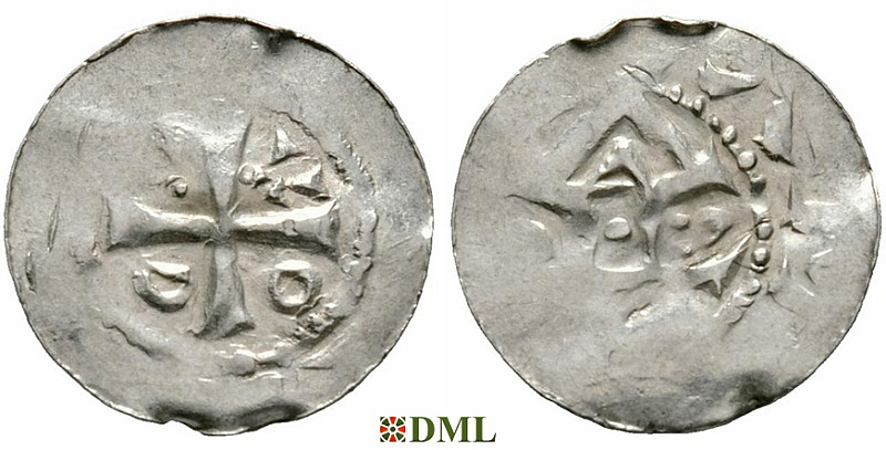 Денарий, Германия, Саксония, Otto III (983-1002), м.д. Goslar, type OAP