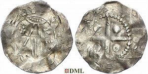 Денарий, Германия, Нижняя Лотарингия, Heinrich II (1002-1024), м.д. Deventer, Ilisch 2000, 1.8