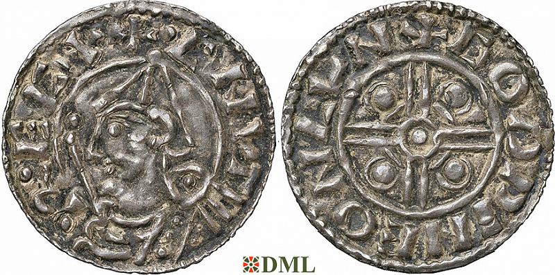 Денарий, Англия, Cnut (1016-1035), м.д. London, монетарий Godpine, North 787