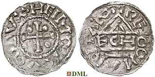 Денарий, Германия, Бавария, Heinrich I (948-955), м.д. Regensburg, монетарий ECHO, Hahn 1976, 10c3