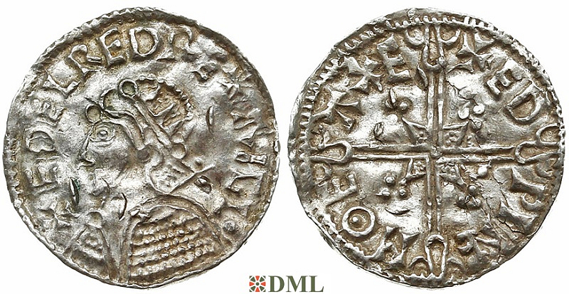 Денарий, Англия, Æthelred II (978-1016), м.д. Exeter, монетарий Eadwine, North 775