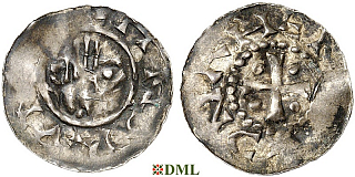Денарий, Германия, Саксония, Bernard II (1011-1059), м.д. Luneburg, Dbg. 590