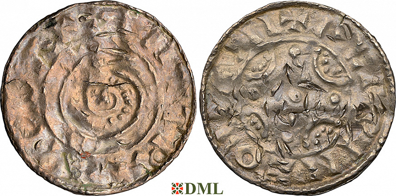 Денарий, Дания, Knut (1018-1035), м.д. Lund, Hbg. 20