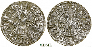 Денарий, Англия, Æthelred II (978-1016), м.д. Canterbury, монетарий Boga, North 768