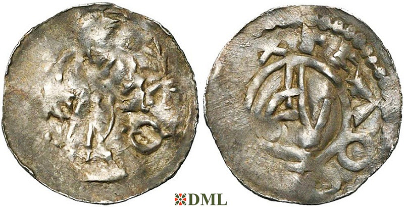 Денарий, Германия, Швабия, Werner II (1065-1077), м.д. Strassburg, Dbg. -