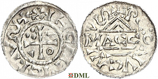 Денарий, Германия, Бавария, Heinrich II (1002-1024), м.д. Regensburg, монетарий MΛCCO, Hahn 1976, 27f1