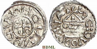 Денарий, Германия, Бавария, Heinrich II (1002-1024), м.д. Salzburg, монетарий OZO, Hahn 1976, 89a5