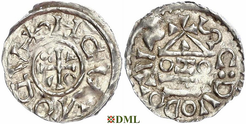 Денарий, Германия, Бавария, Heinrich II (1002-1024), м.д. Salzburg, монетарий OZO, Hahn 1976, 89a5