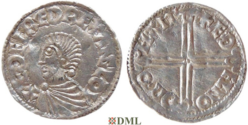 Денарий, Англия, Æthelred II (978-1016), м.д Northampton, монетарий Æthelnoth, North 774
