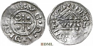 Денарий, Германия, Бавария, Heinrich IV (995-1002), м.д. Regensburg, монетарий WIC, Hahn 1976, 25e3.2