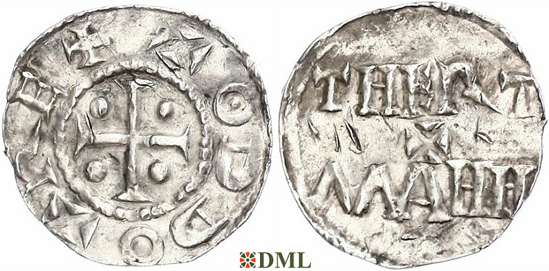 Денарий, Германия, Саксония, Otto III (983-1002), м.д. Dortmund, Dbg. 743