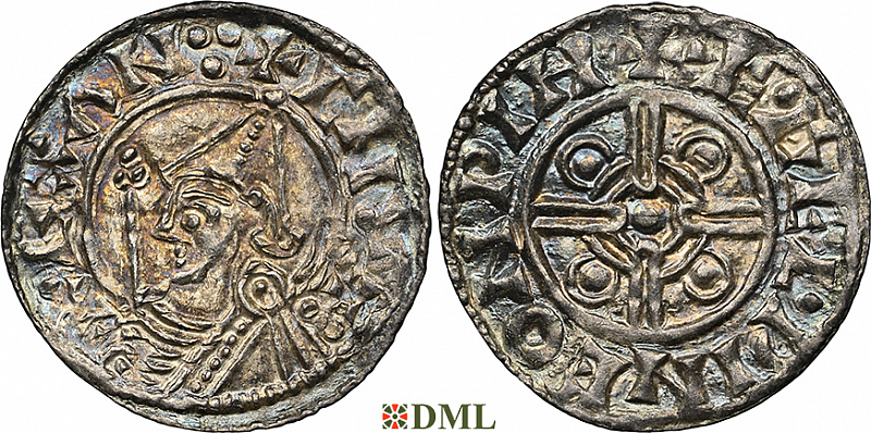 Денарий, Англия, Cnut (1016-1035), м.д. Worcester, монетарий Ægelwine, North 787