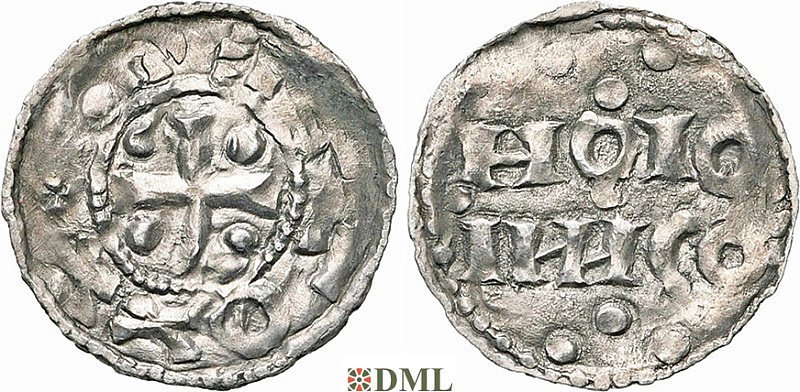 Денарий, Германия, Нижняя Лотарингия, Otto I (936-962), м.д. Huy, Ilisch 2014, 33.2
