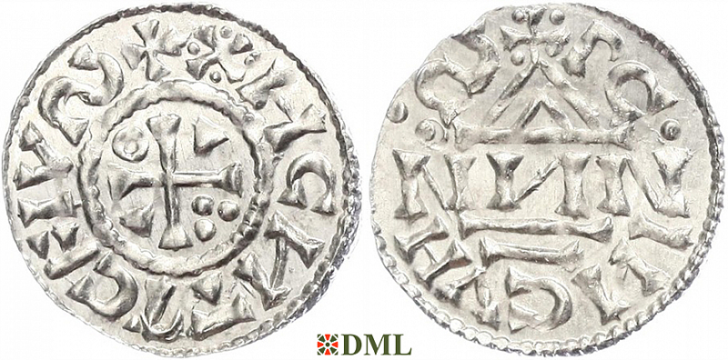 Денарий, Германия, Бавария, Heinrich II (1002-1024), м.д. Regensburg, монетарий NИN, Hahn 1976, 27j3