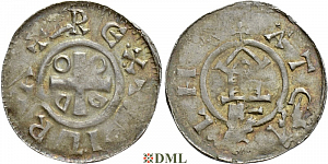 Денарий, Германия, Саксония, Нижняя Саксония , Otto III (983-1002), м.д. Goslar, type OAP
