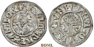 Денарий, Англия, Æthelred II (978-1016), м.д. Lincoln, монетарий Ubeinn, North 770