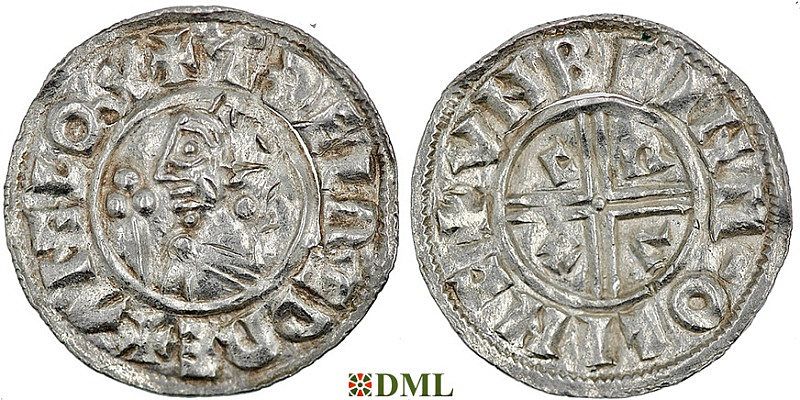 Денарий, Англия, Æthelred II (978-1016), м.д. Lincoln, монетарий Ubeinn, North 770