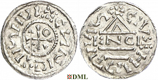 Денарий, Германия, Бавария, Heinrich II (1002-1024), м.д. Regensburg, монетарий ENCI, Hahn 1976, 27d1